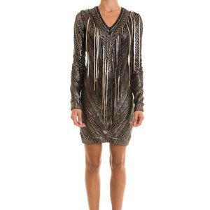 Roberto Cavalli  Fringe detailed laminated dress